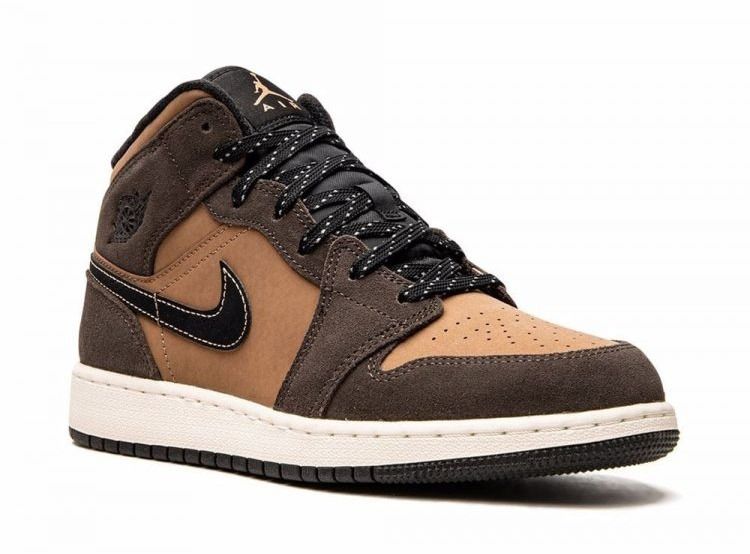 Nike Air Jordan 1 Mid SE Dark Chocolate, коричневые, нубук, замша, мужские