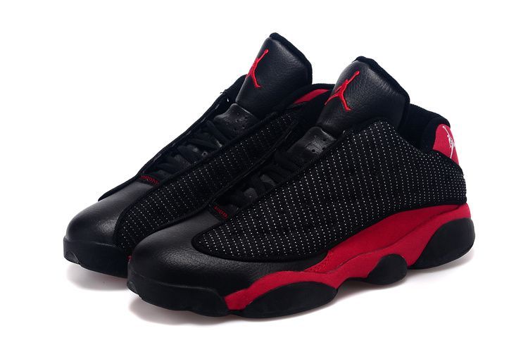 Nike Air Jordan 13 Retro Black/Red, черный с красным, текстиль, кожа, мужские